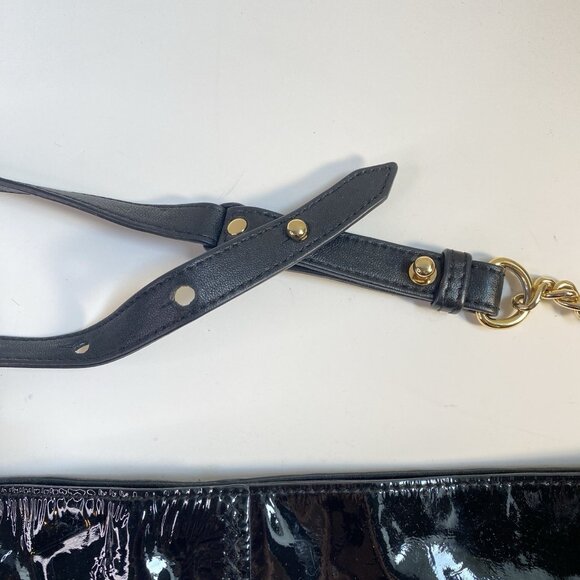 Badgley Mischka HOBO Large Shoulder Bag Black Patent Leather - Picture 12 of 16